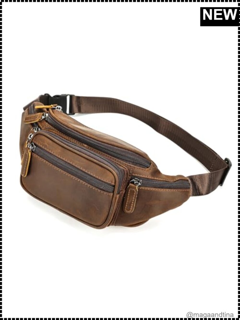 Genuine Leather Fanny Pack Waist Bag Crossbody Adjustable